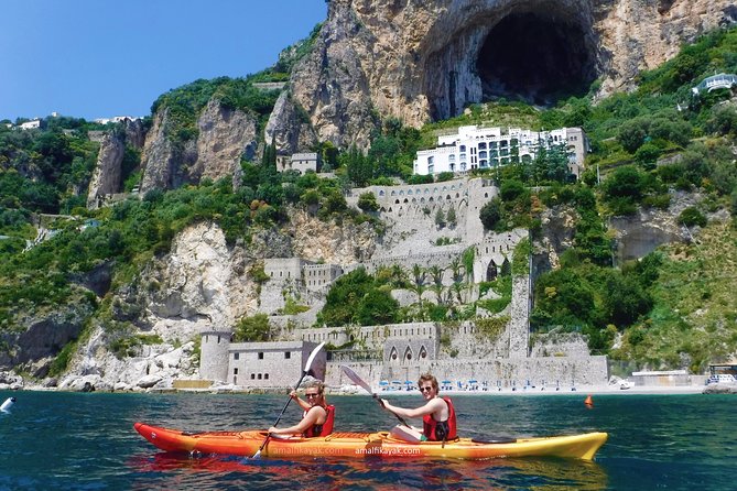Amalfi Coast Kayak Tour: Explore Caves, Arches & Hidden Beaches - The Conca dei Marini shore, from Sophia Loren to Santa Rosa