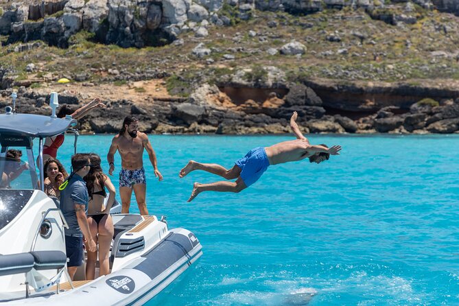 Boat Tour Egadi Day discover Favignana and Levanzo from Trapani - Cala Fredda and Cala Minnola finish with more water time