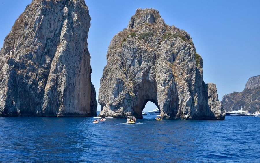 From Positano: Day trip to Capri - Group Tour by boat - The return route and the Faraglioni