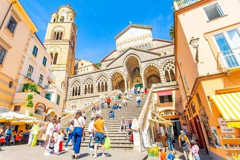 From Sorrento: Positano, Amalfi, & Ravello Amalfi Coast Tour - Amalfi: cathedral, waterfront, and a busy center