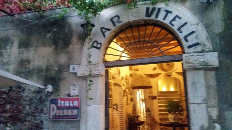 From Taormina: Savoca and Forza d'Agrò The Godfather Tour - Savoca and the familiar doorway at Bar Vitelli
