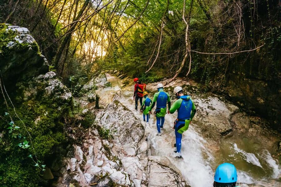 From Tignale, Lake Garda: Beginner-Friendly Canyoning Tour - Walking out, taking a break, and returning to Tignale