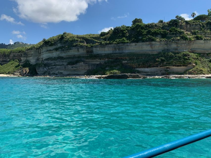 From Tropea: Capo Vaticano boat tour with snorkel & aperitif - Praia di Fuoco and the caves near Capo Vaticano