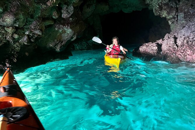 Porto Selvaggio kayak tour + cliff diving + cold spring immersion - The cliff jump and Gaia Cave swim