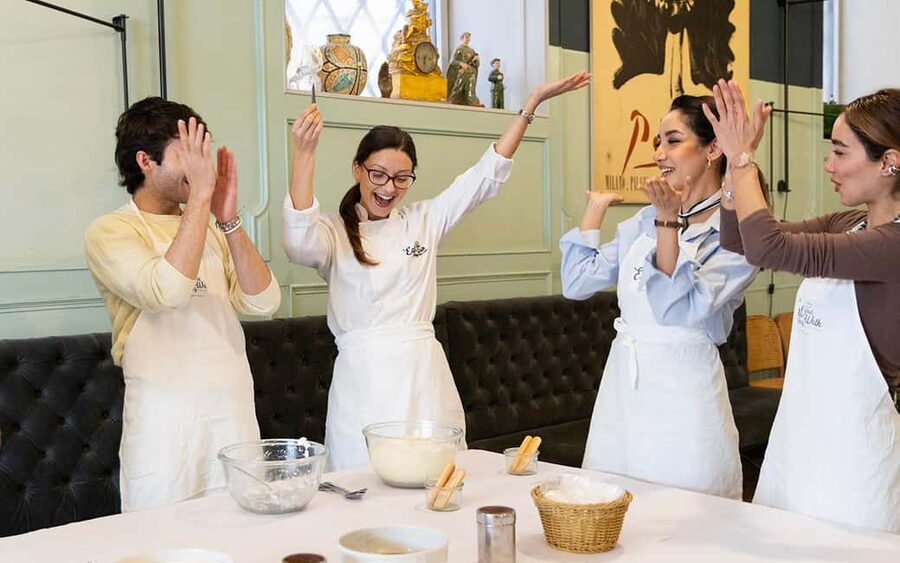 Rome: 3-in-1 Fettuccine, Ravioli, and Tiramisu Cooking Class - Eating the meal you made