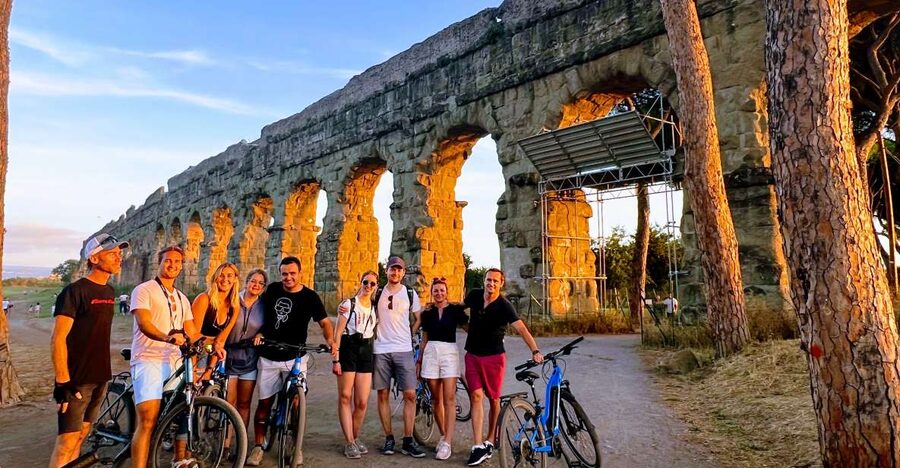 Rome: Appian Way & Catacomb Sunset E-bike Tour with Aperitif - One Hour Beneath Rome at St. Callixtus