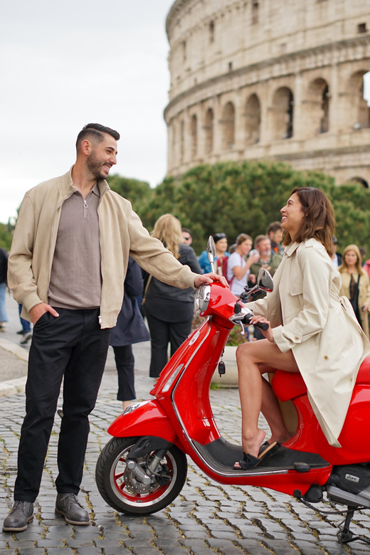 Rome Vespa Tour with Professional Photoshoot - Piazza Venezia and Castel Sant’Angelo from the road